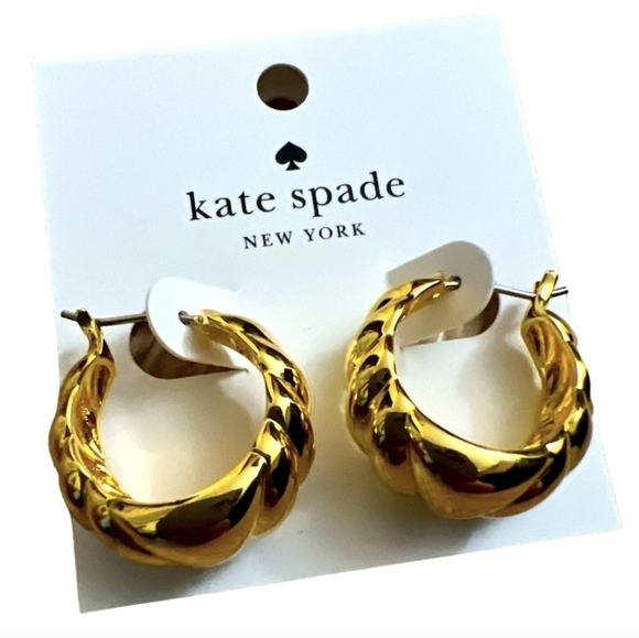 kate spade Jewelry - Kate Spade French Twist Gold Hoop Earrings
